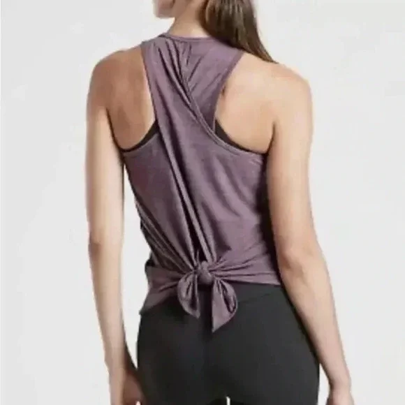 Athleta Essence Tie Back Racerback Tank Top Size M Exercise Athletic Yoga - Picture 2 of 16